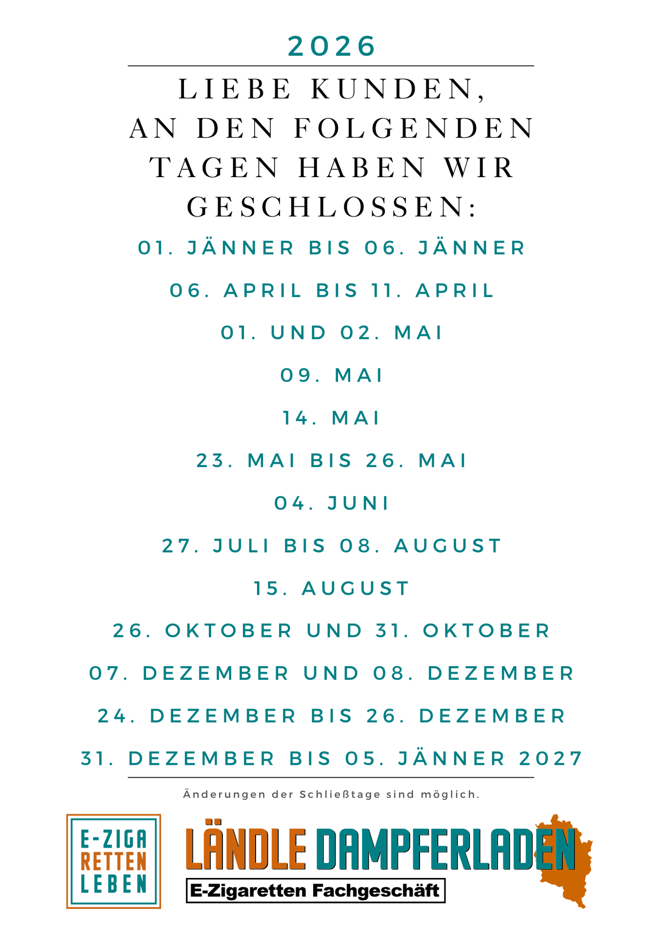Schließtage